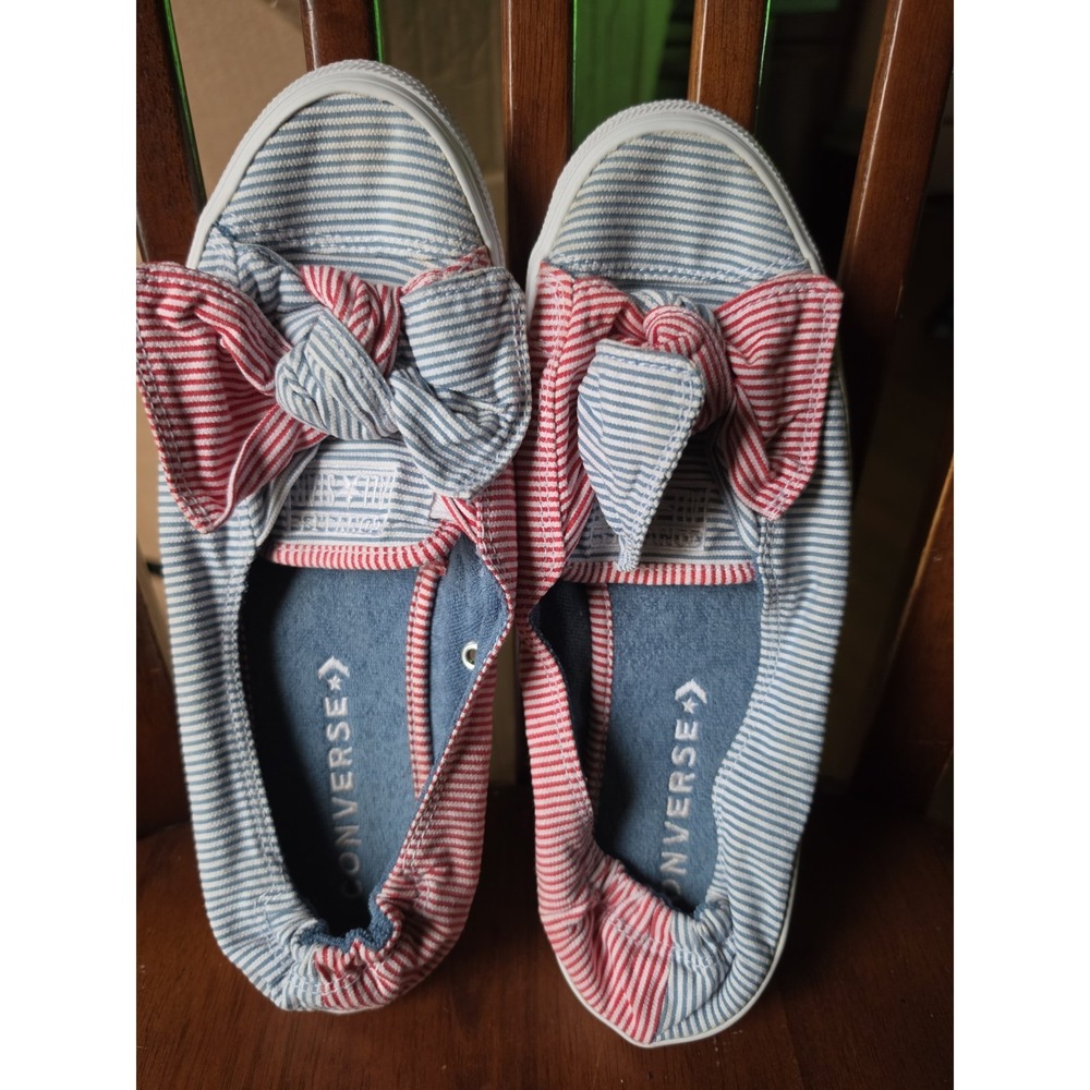 Converse bow tie Slip Ons women's size 9 red white and blue. No box.